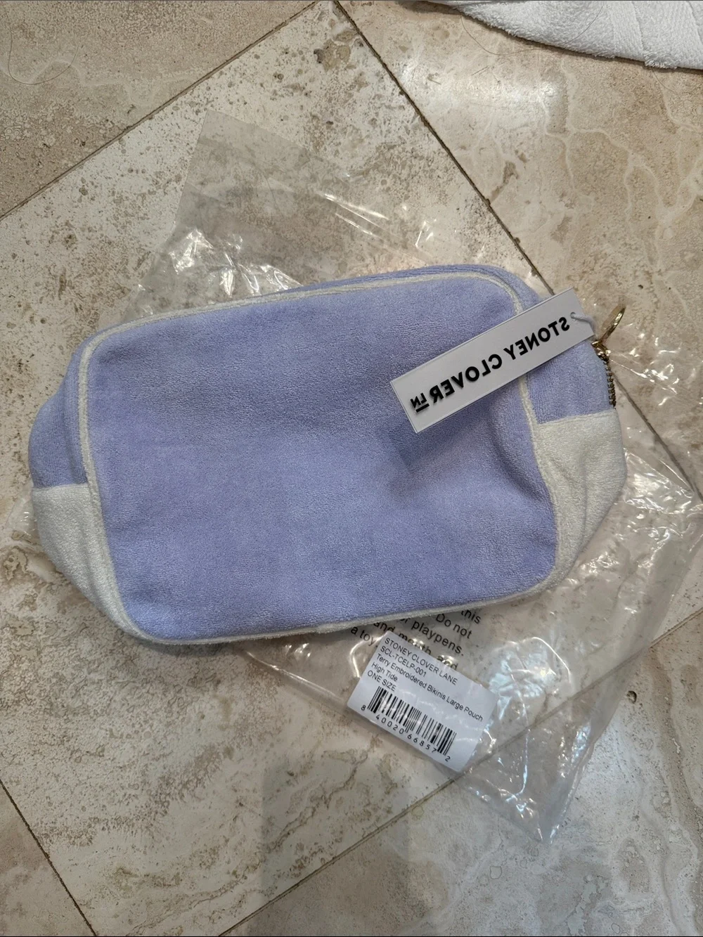 STONEY CLOVER LANE terry embroidered bikinis large pouch in lavender high tide